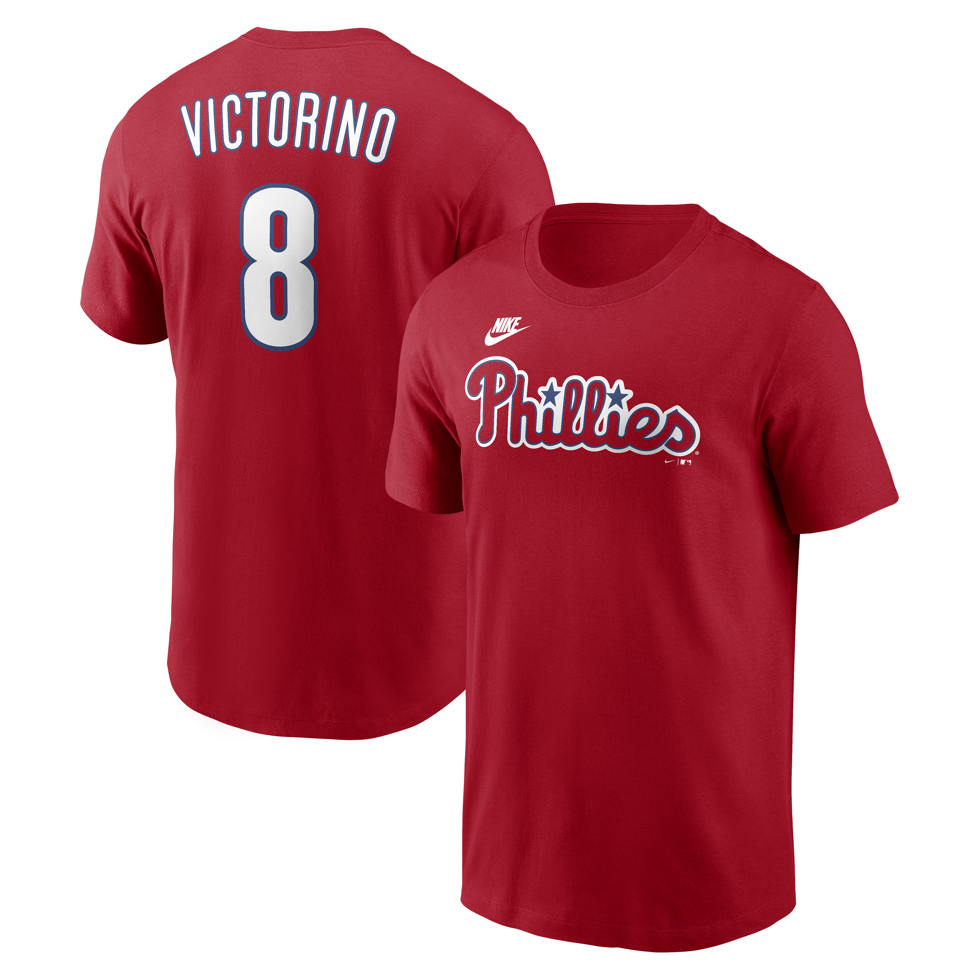Men's Nike Shane Victorino Red Philadelphia Phillies Cooperstown Collection Name & Number T-Shirt