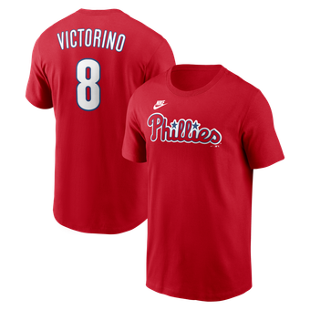 Men's Nike Shane Victorino Red Philadelphia Phillies Cooperstown Collection Name & Number T-Shirt