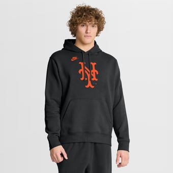 Men's Nike Black New York Mets Cooperstown Collection Logo Club Hoodie