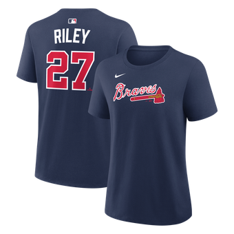Women's Nike Austin Riley Navy Atlanta Braves Name & Number T-Shirt