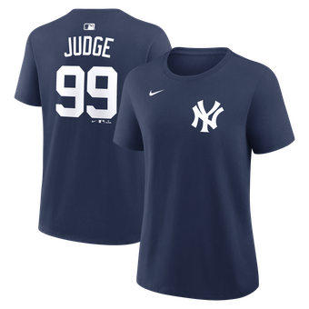 Women's Nike Aaron Judge Navy New York Yankees Name & Number T-Shirt