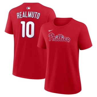 Women's Nike J.T. Realmuto Red Philadelphia Phillies Name & Number T-Shirt
