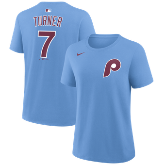 Women's Nike Trea Turner Light Blue Philadelphia Phillies Name & Number T-Shirt