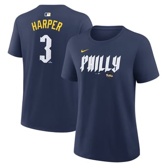 Women's Nike Bryce Harper Navy Philadelphia Phillies City Connect Name & Number T-Shirt