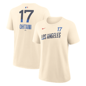 Women's Nike Shohei Ohtani Natural Los Angeles Dodgers City Connect Name & Number T-Shirt