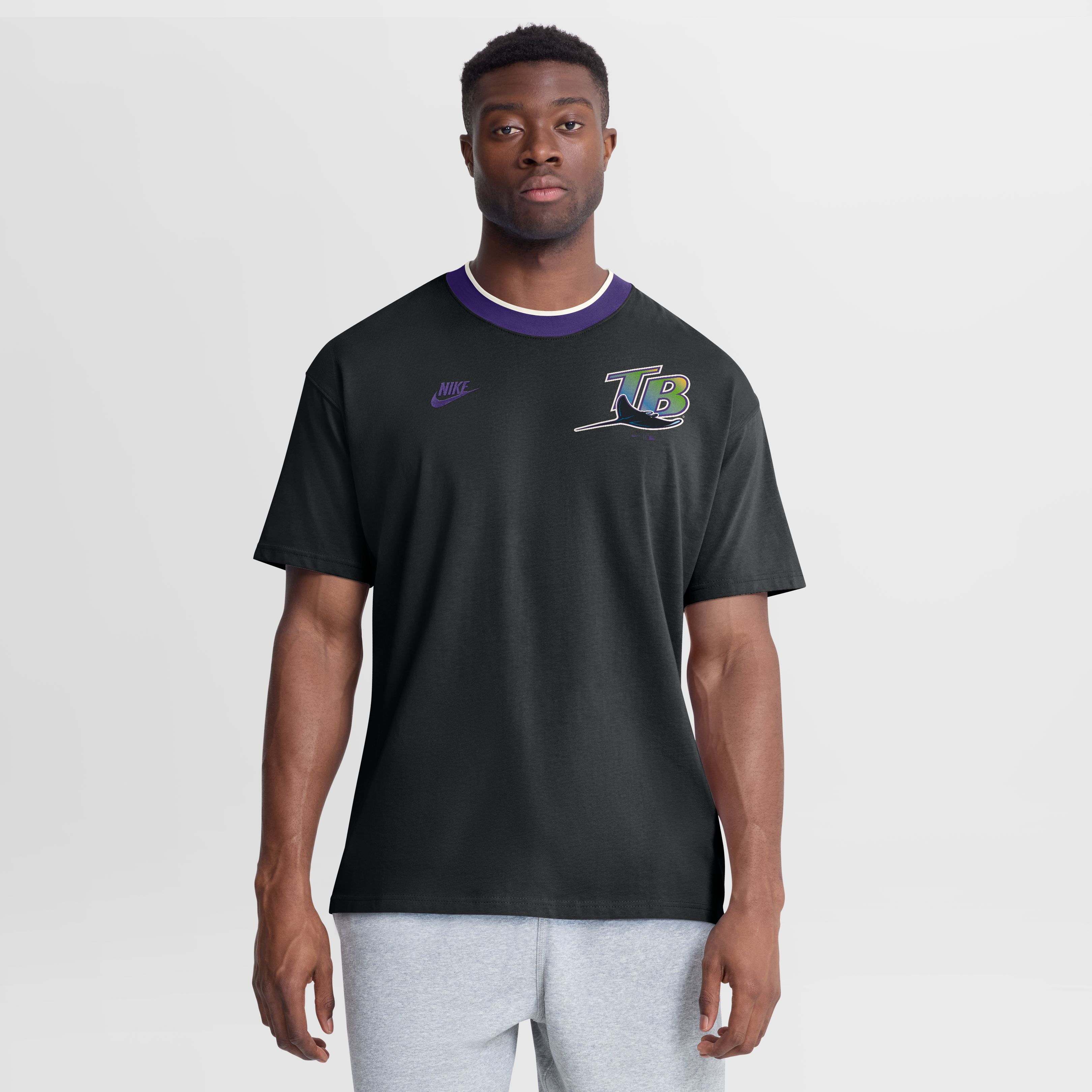 Men's Nike Black Tampa Bay Rays Cooperstown Collection Ringer T-Shirt