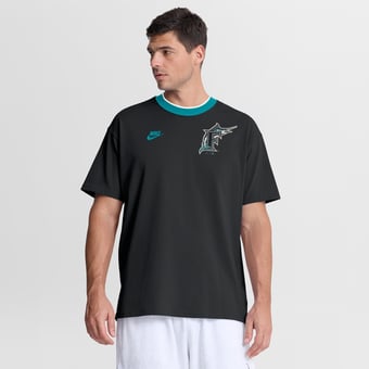 Men's Nike Black Florida Marlins Cooperstown Collection Ringer T-Shirt