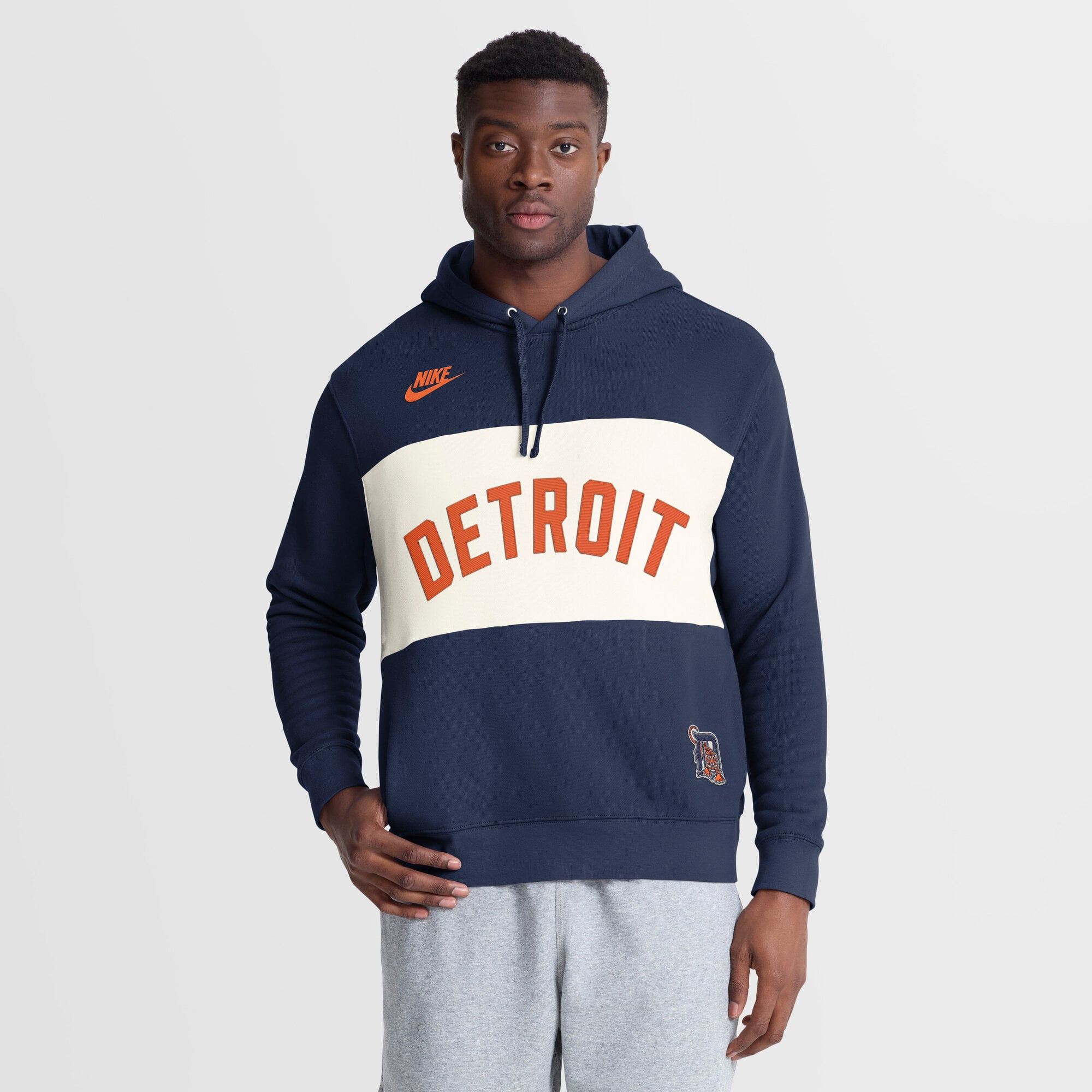 Men's Nike Navy Detroit Tigers 1961-1963 Cooperstown Collection Legacy Color-Block Hoodie