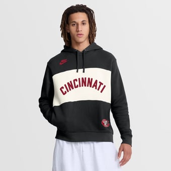 Men's Nike Black Cincinnati Reds 1975 Cooperstown Collection Legacy Color-Block Hoodie