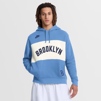 Men's Nike Light Blue Brooklyn Dodgers  Cooperstown Collection Legacy Color-Block Hoodie