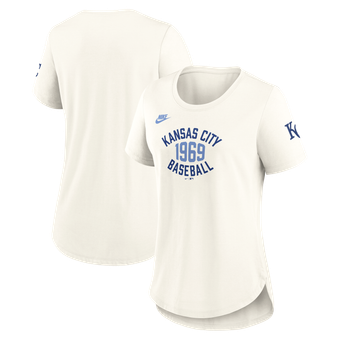 Women's Nike Cream Kansas City Royals Cooperstown Vintage-Inspired Tri-Blend T-Shirt