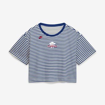 Women's Nike Royal/Cream Texas Rangers Cooperstown Collection Striped Cropped T-Shirt