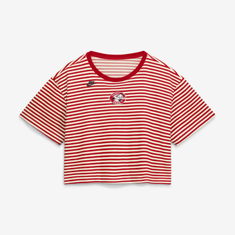 Women's Nike Red/Cream Cincinnati Reds Cooperstown Collection Striped Cropped T-Shirt