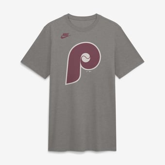 Men's Nike Heather Charcoal Philadelphia Phillies Cooperstown Logo Tri-Blend T-Shirt