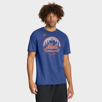 Men's Nike Heather Royal New York Mets Cooperstown Logo Tri-Blend T-Shirt
