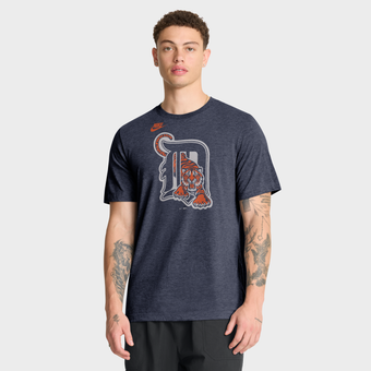 Men's Nike Heather Navy Detroit Tigers Cooperstown Logo Tri-Blend T-Shirt
