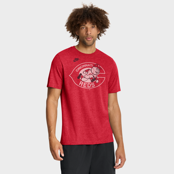 Men's Nike Heather Red Cincinnati Reds Cooperstown Logo Tri-Blend T-Shirt