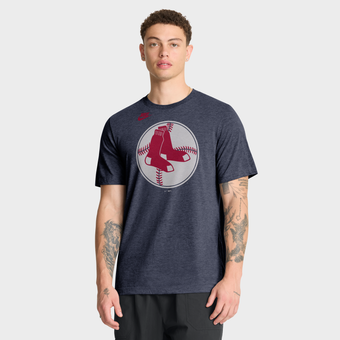 Men's Nike Heather Navy Boston Red Sox Cooperstown Logo Tri-Blend T-Shirt