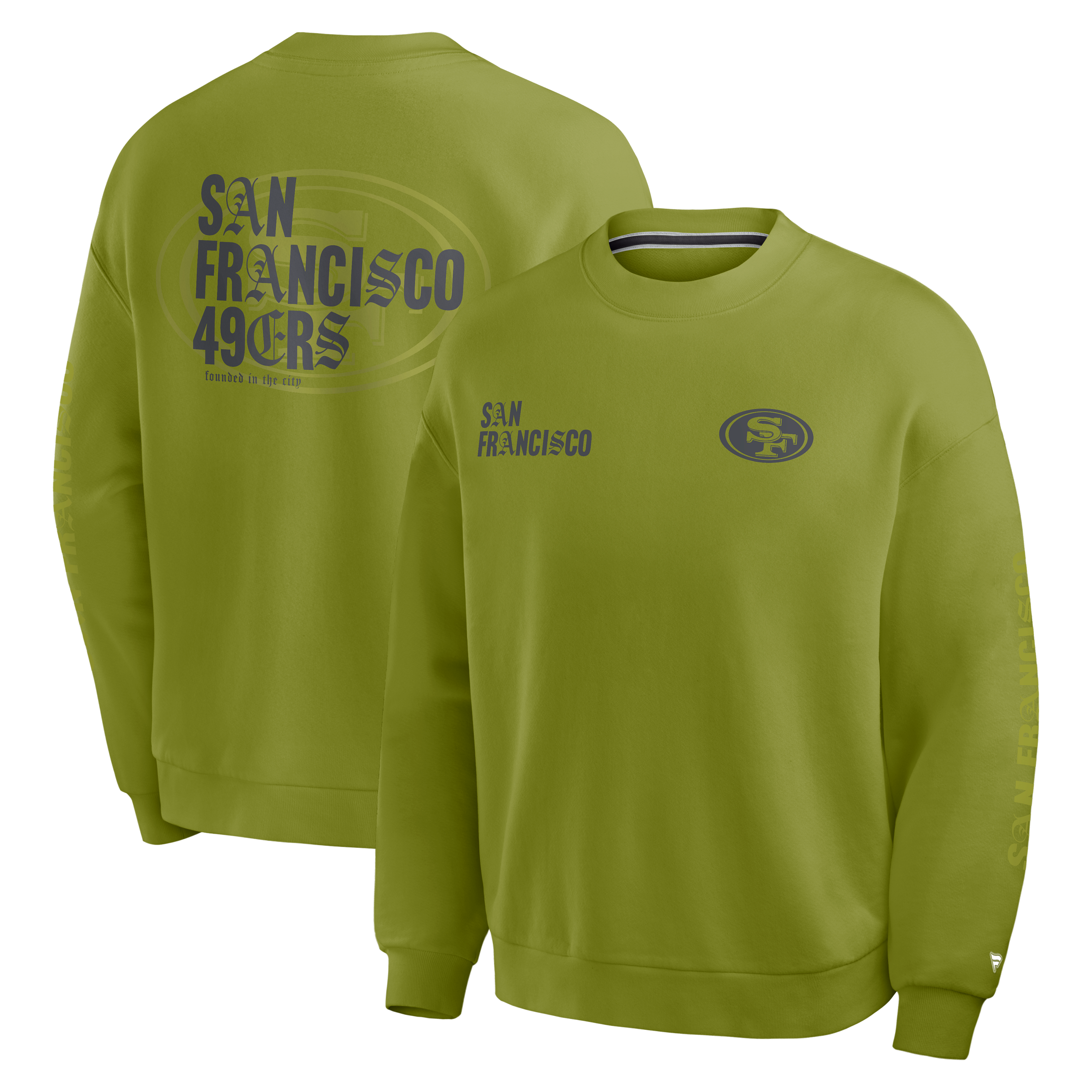Men’s Fanatics Green San Francisco 49ers Oversized Type Play Multi Sweatshirt