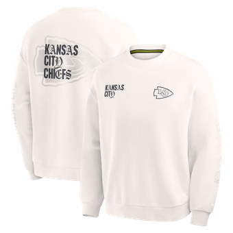 Men's Fanatics Cream Kansas City Chiefs Oversized Type Play Multi Sweatshirt