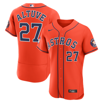 Men's Nike Jose Altuve Orange Houston Astros Alternate Authentic Sponsor Patch Jersey