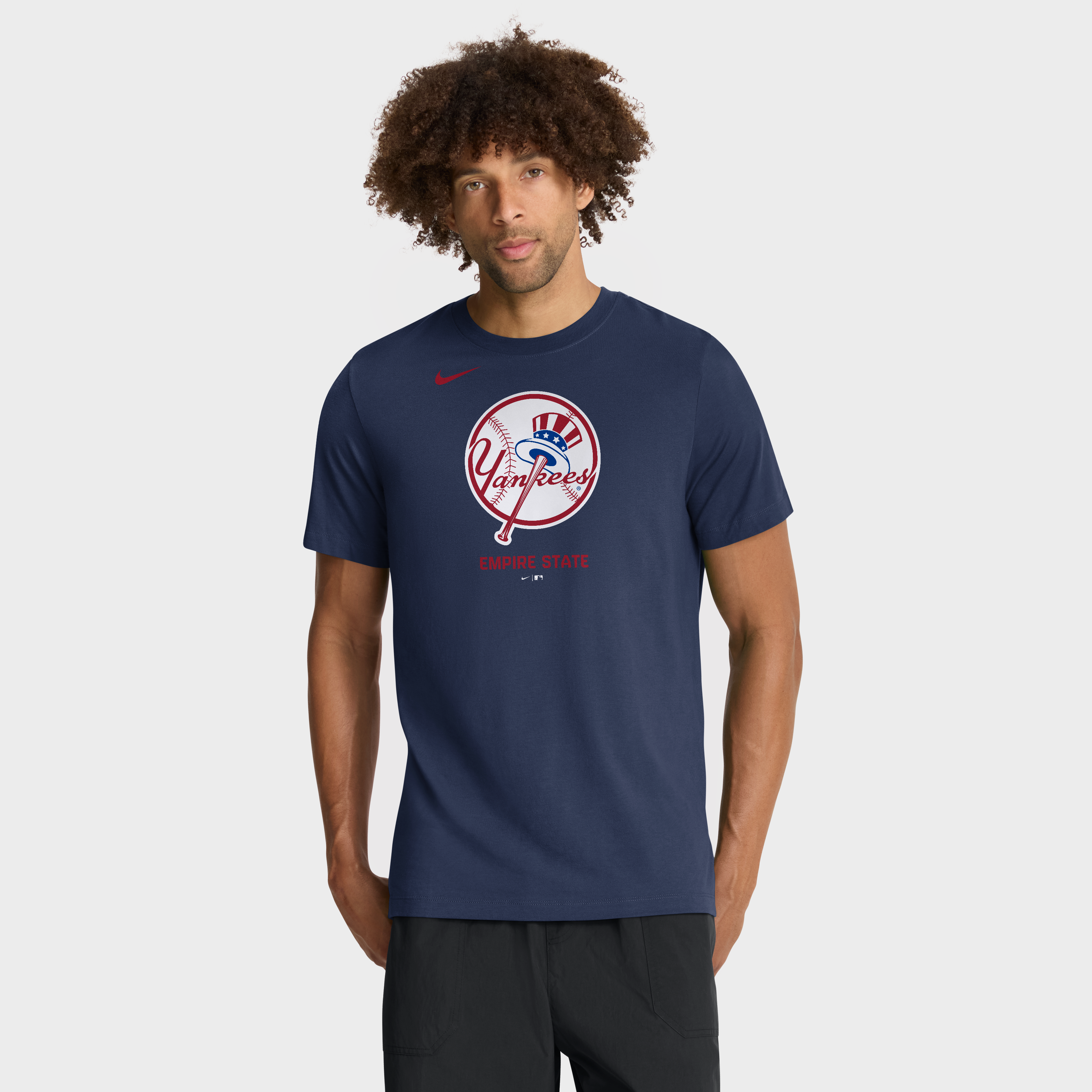 Men's Nike  Navy New York Yankees Tri-Blend Logo T-Shirt