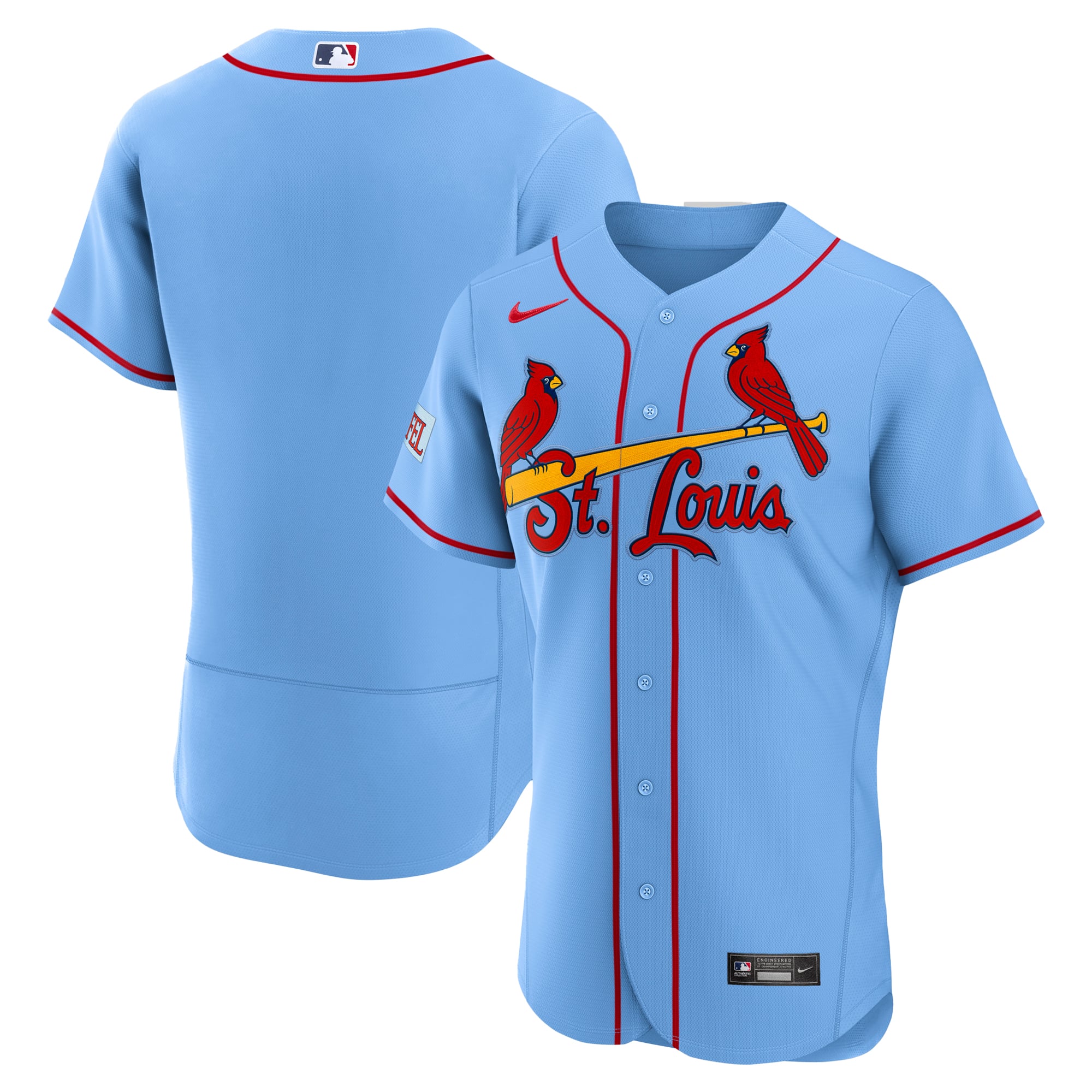 Men's Nike Light Blue St. Louis Cardinals Alternate Sponsor Patch Authentic Jersey