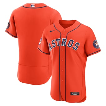 Men's Nike Orange Houston Astros Alternate Sponsor Patch Authentic Jersey