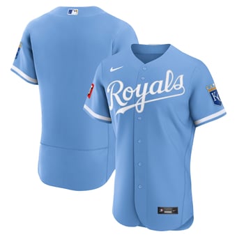 Men's Nike Light Blue Kansas City Royals Alternate Sponsor Patch Authentic Jersey