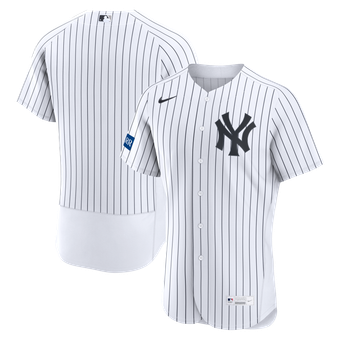 Men's Nike White New York Yankees Home Sponsor Patch Authentic Jersey