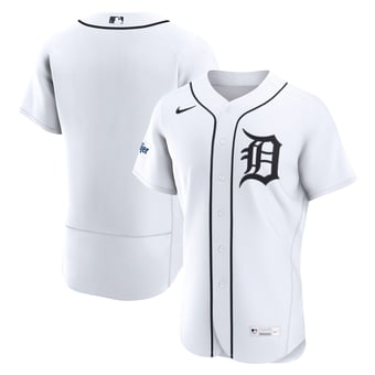 Men's Nike White Detroit Tigers Home Sponsor Patch Authentic Jersey