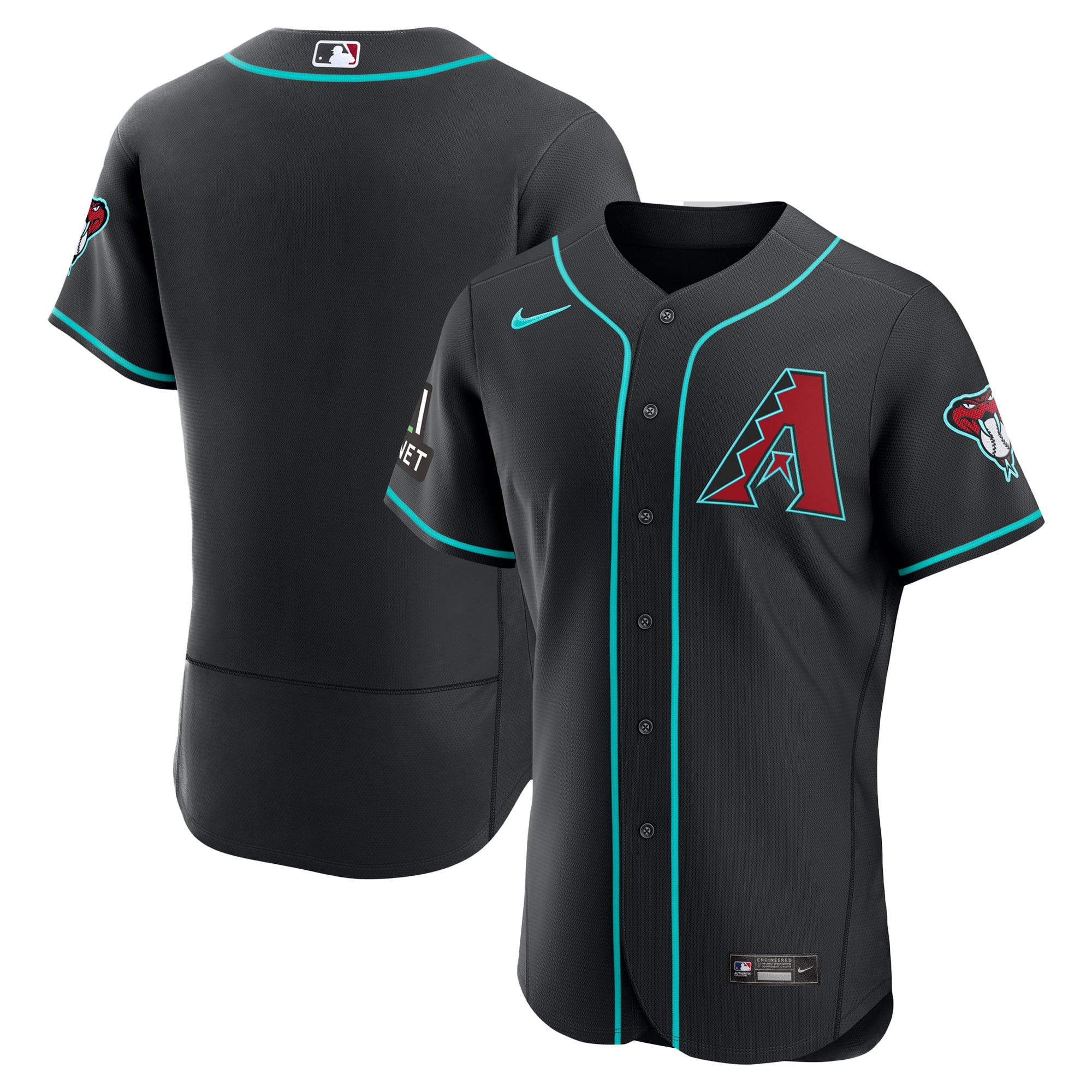 Men's Nike Black Arizona Diamondbacks Alternate Sponsor Patch Authentic Jersey