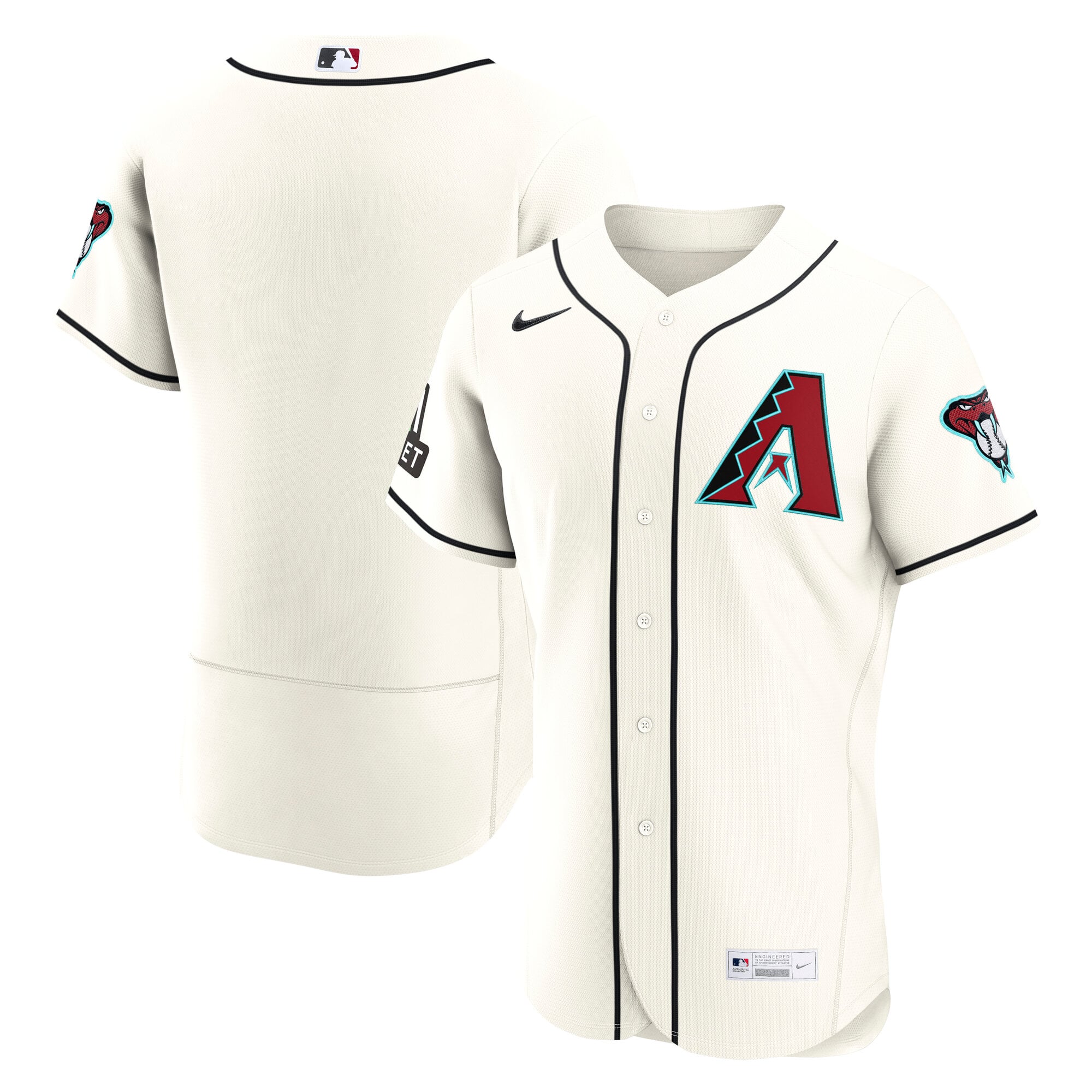 Men's Nike Cream Arizona Diamondbacks Home Sponsor Patch Authentic Jersey