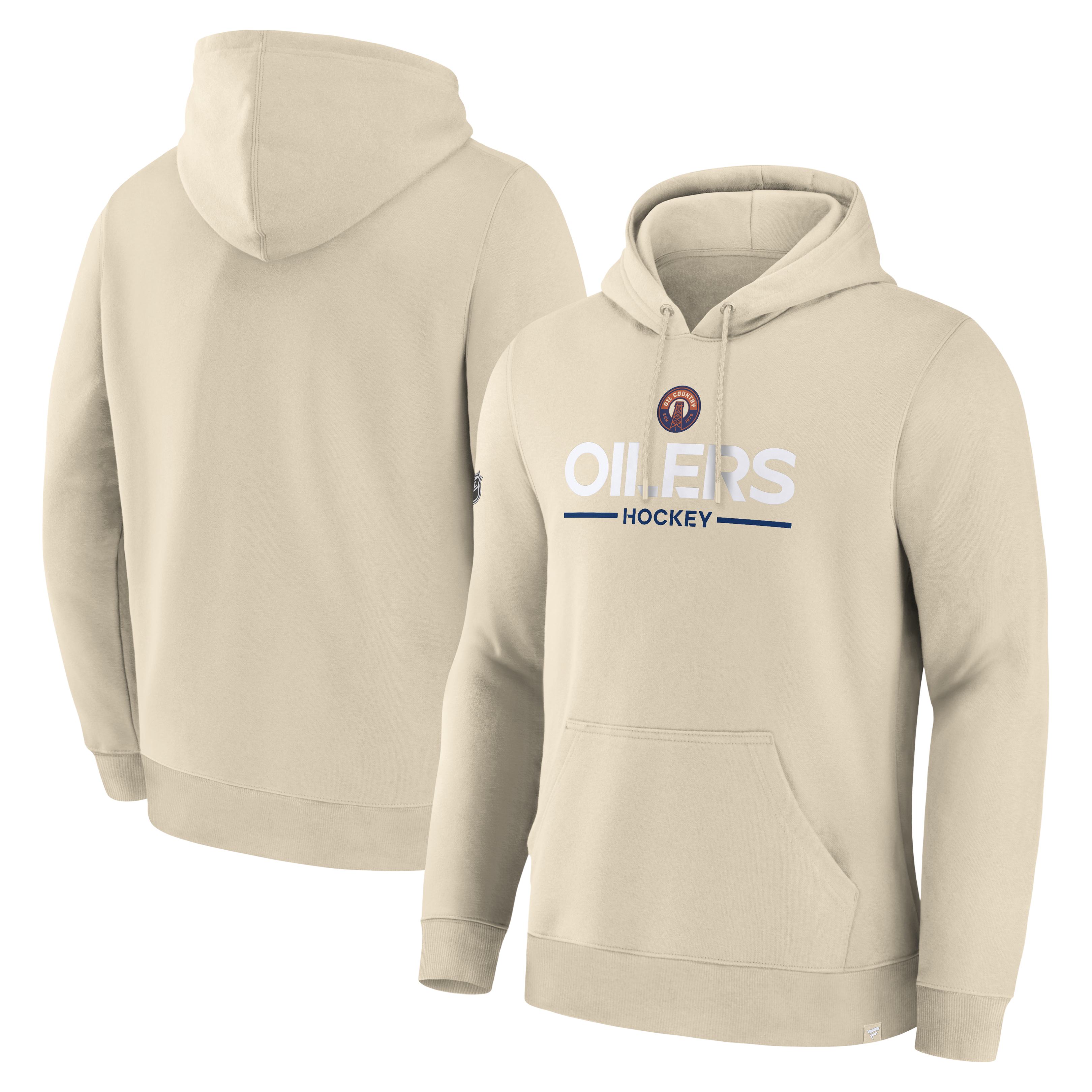 Men's Fanatics Tan Edmonton Oilers Primary Fleece Pullover Hoodie