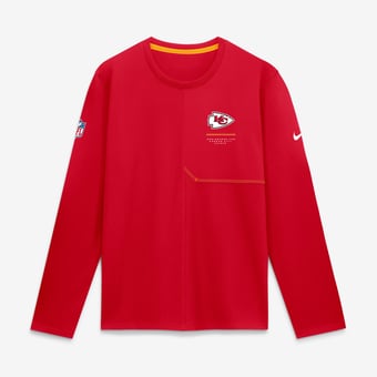 Men's Nike  Red Kansas City Chiefs Sideline Coaches UV Dri-FIT Long Sleeve Shirt