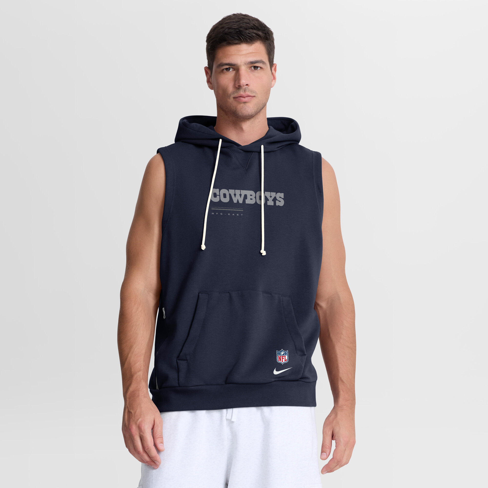 Men's Nike Navy Dallas Cowboys Sideline Standard Issue Dri-FIT Sleeveless Hoodie