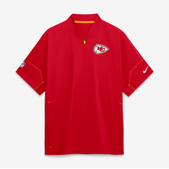 Men's Nike Red Kansas City Chiefs Sideline Short Sleeve Quarter-Zip Coaches Jacket