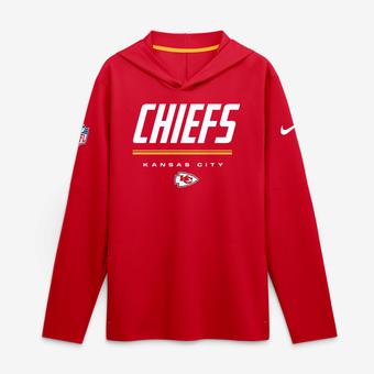 Men's Nike Red Kansas City Chiefs Sideline Game On Lightweight Long Sleeve Hooded Dri-FIT Top
