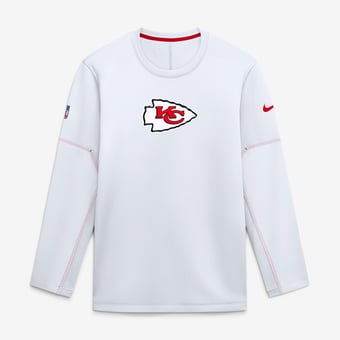 Men's Nike White Kansas City Chiefs Sideline Coaches Team Present Midweight Therma-FIT Sweatshirt