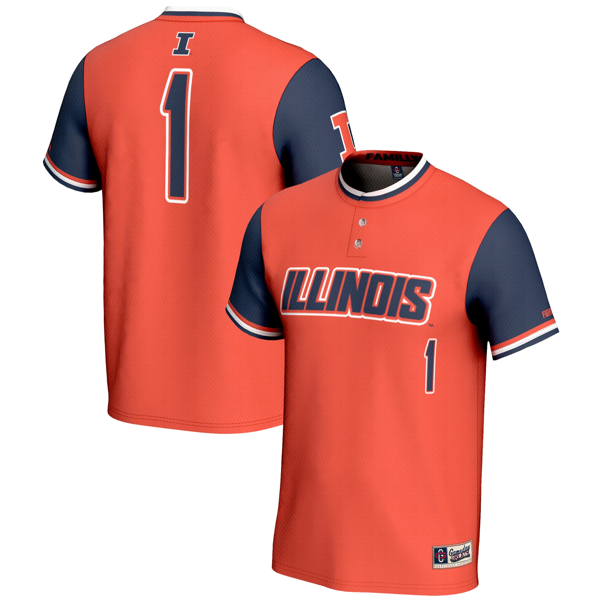 Youth GameDay Greats #1 Orange Illinois Fighting Illini Lightweight Softball Jersey