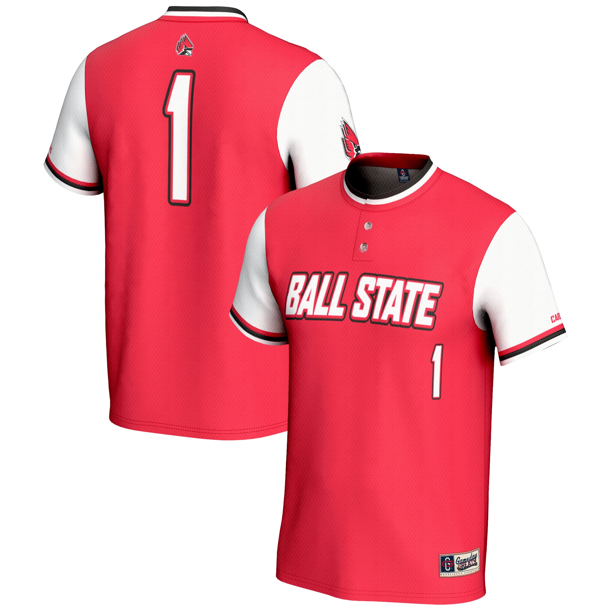 Youth GameDay Greats #1 Red Ball State Cardinals Lightweight Softball Jersey