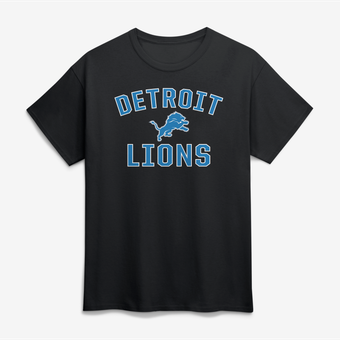 Men's Logo Athletic Black Detroit Lions Cotton Victory Arch T-Shirt