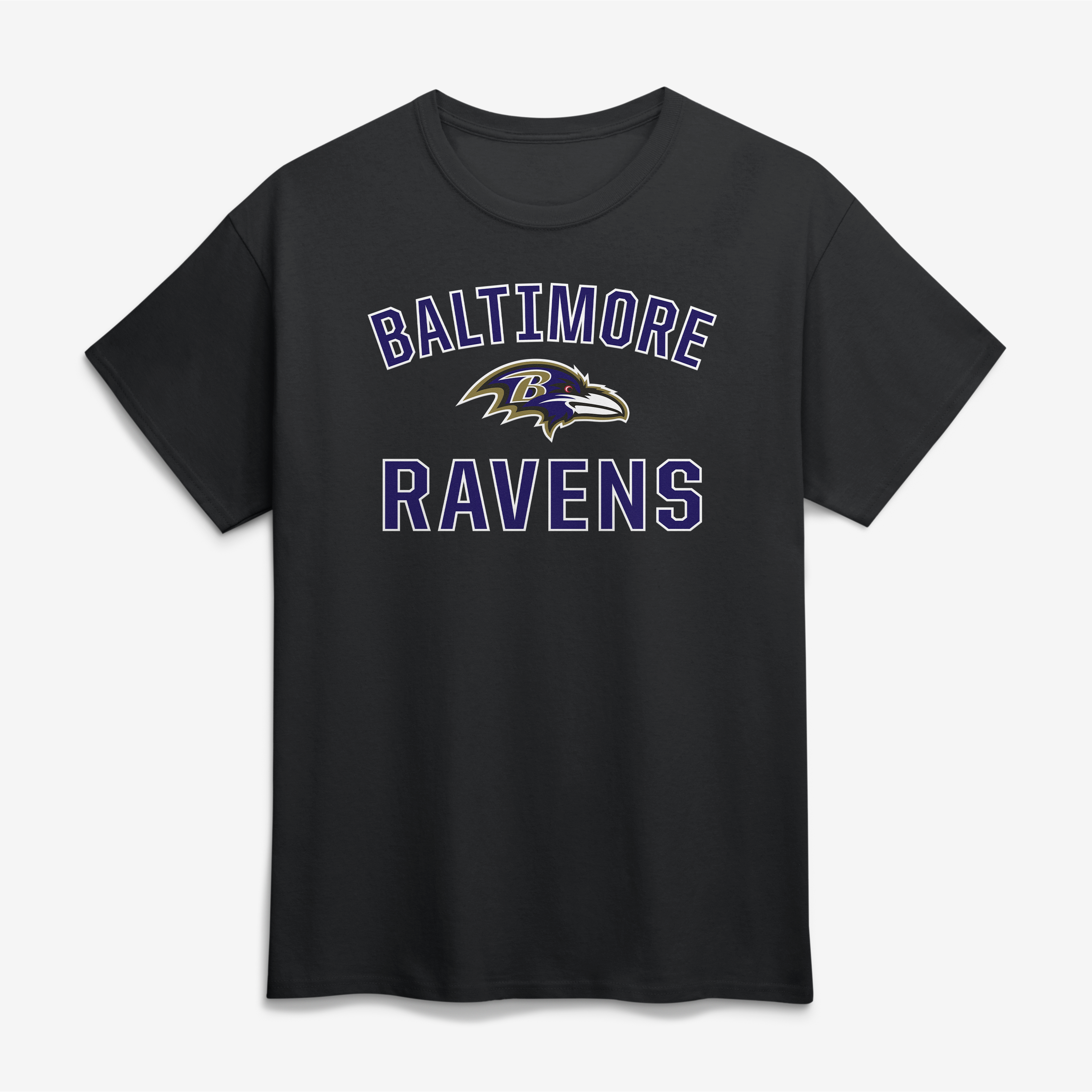 Men's Logo Athletic Black Baltimore Ravens Cotton Victory Arch T-Shirt