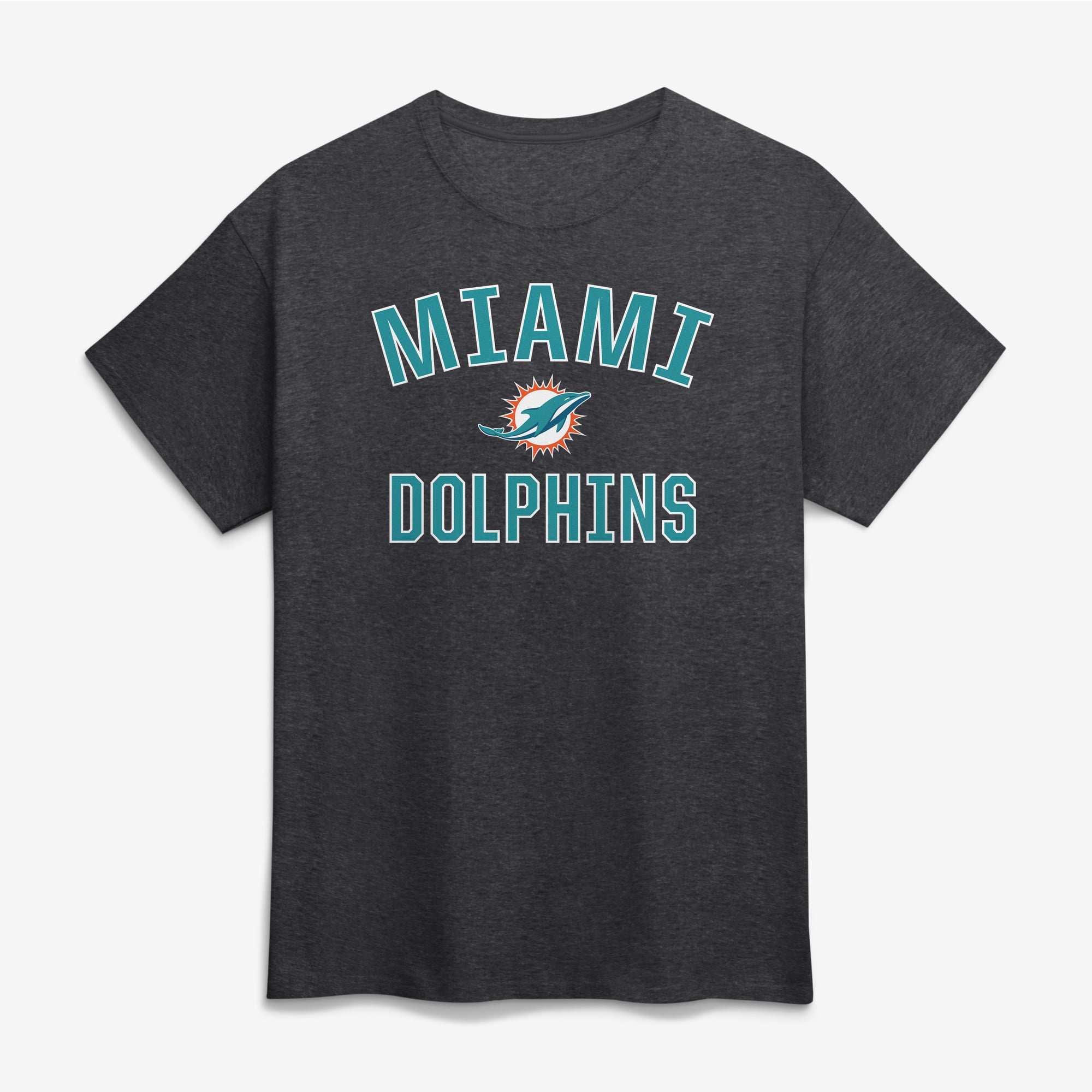 Men's Logo Athletic Charcoal Miami Dolphins Cotton Victory Arch T-Shirt
