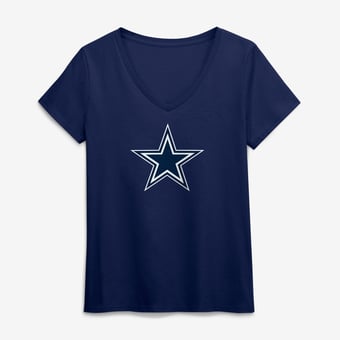 Women's Logo Athletic Navy Dallas Cowboys Primary Logo V-Neck T-Shirt