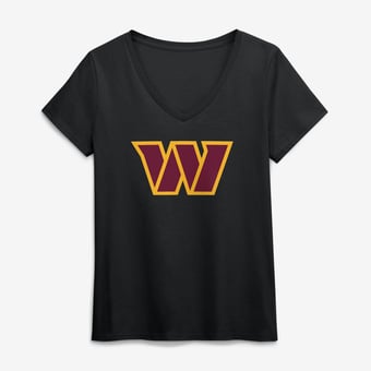 Women's Logo Athletic Black Washington Commanders Primary Logo V-Neck T-Shirt
