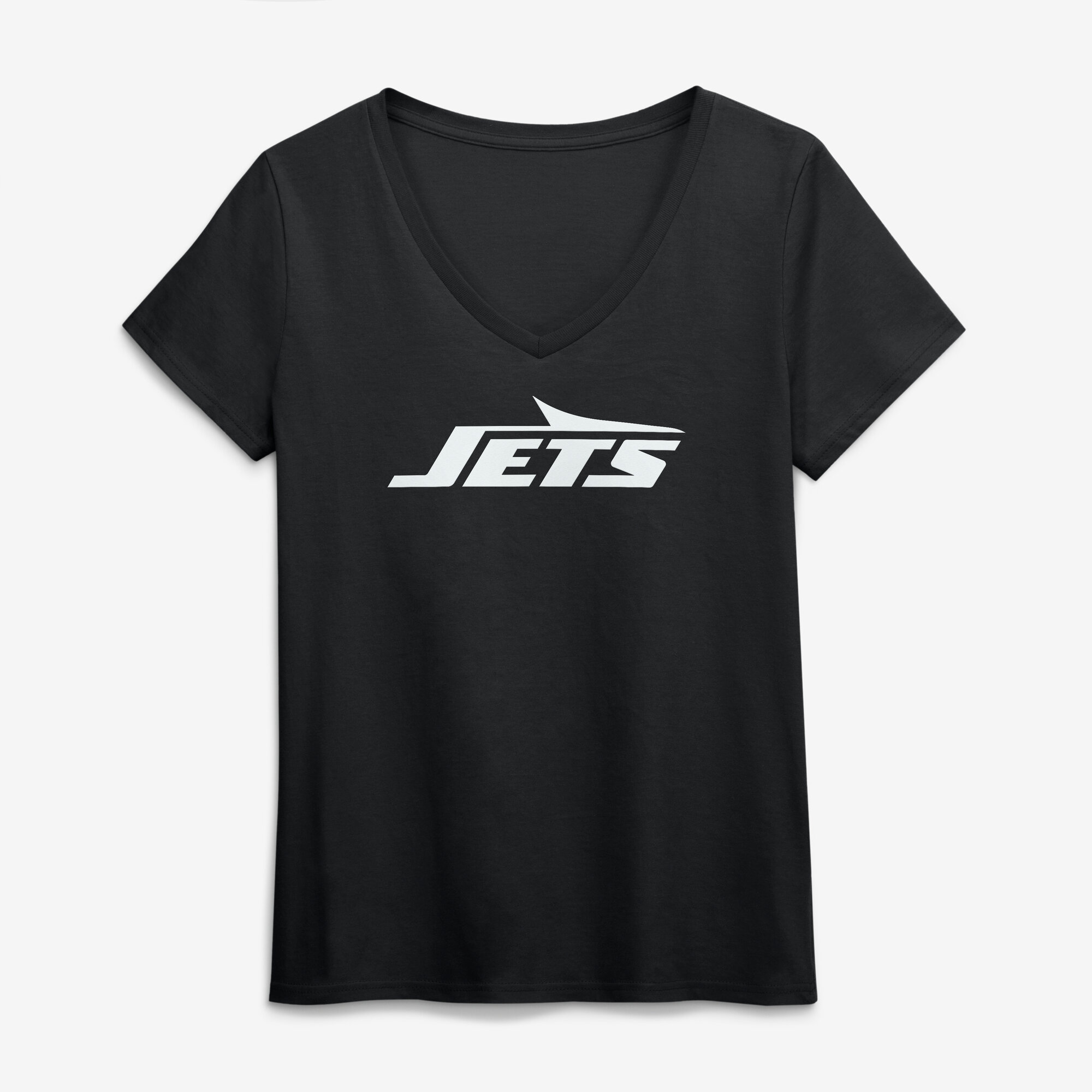 Logo Athletic Women's Black New York Jets Primary Logo V-Neck T-Shirt - Black