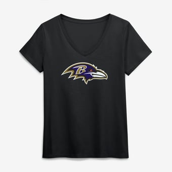 Women's Logo Athletic Black Baltimore Ravens Primary Logo V-Neck T-Shirt