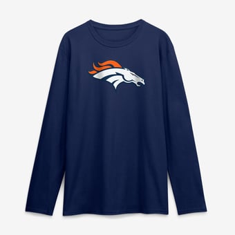 Men's Logo Athletic Navy Denver Broncos Primary Logo Long Sleeve T-Shirt