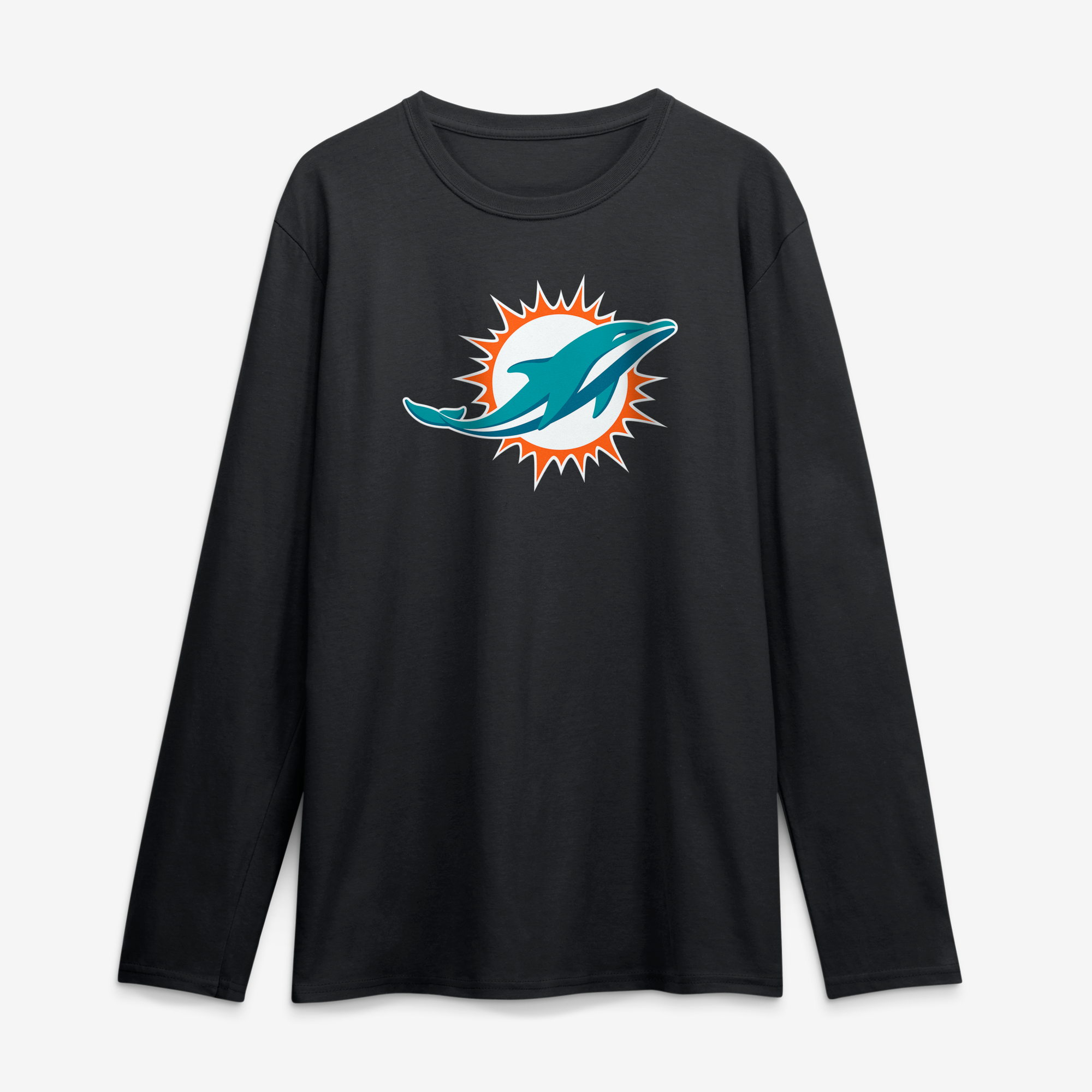 Men's Logo Athletic Black Miami Dolphins Primary Logo Long Sleeve T-Shirt